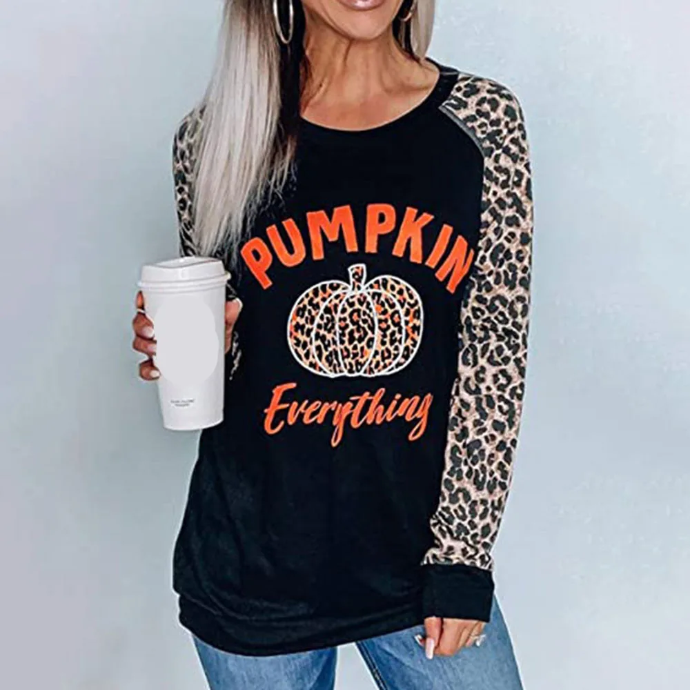 

Женский пуловер с круглым вырезом, прямой облегающий свитер в готическом стиле с принтом тыквы и надписей на Хэллоуин, осень 2021