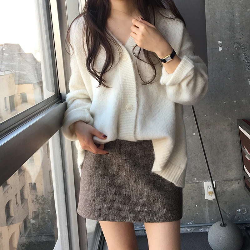 Корейский ins свитер с v-образным вырезом кардиган пальто новинка 2018 женский