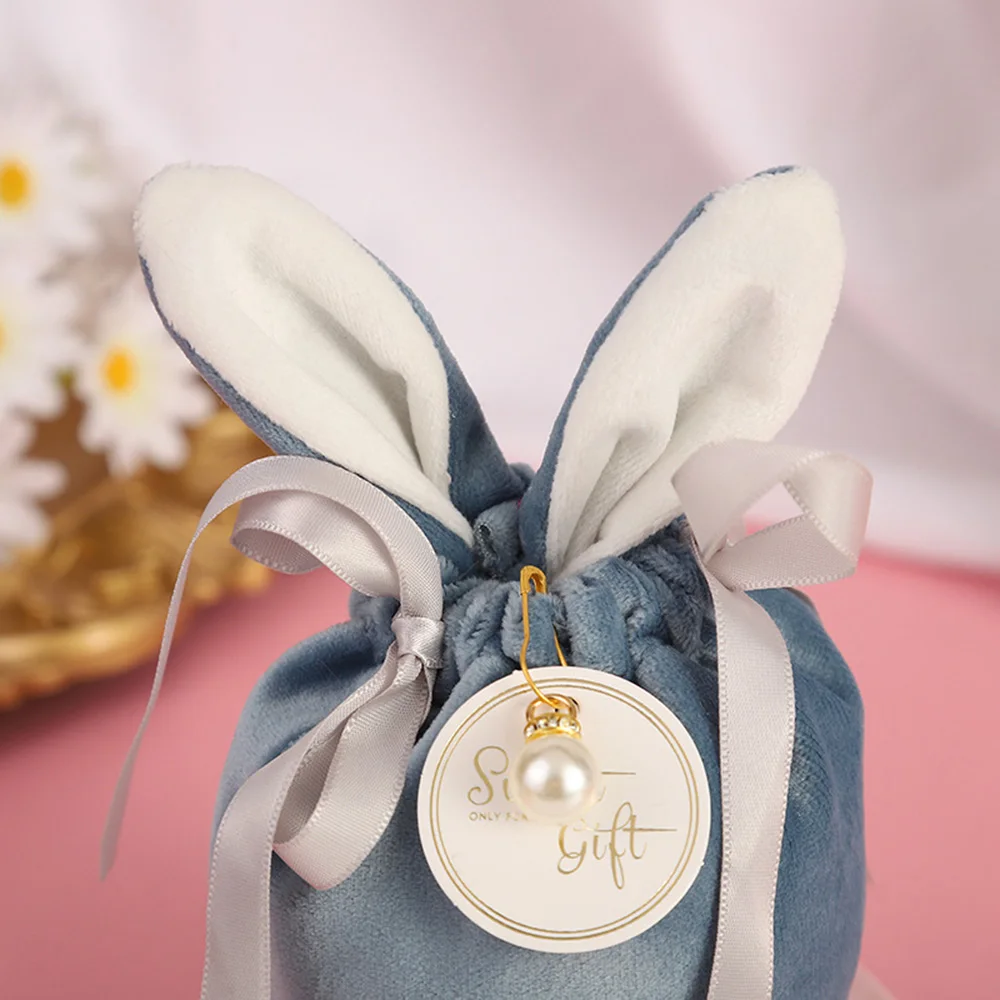 

Easter Cute Bunny Gift Packing Bags Velvet Valentine's Day Rabbit Chocolate Candy Bags Wedding Birthday Party Jewelry Organizer