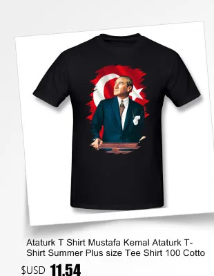 Ataturk футболка Ataturk фирменная футболка Базовая футболка с короткими рукавами плюс размер Мужская 100 хлопок отличная футболка