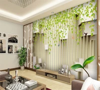 custom 3d wallpaper mural green leaf vine flower vine corridor space background wall