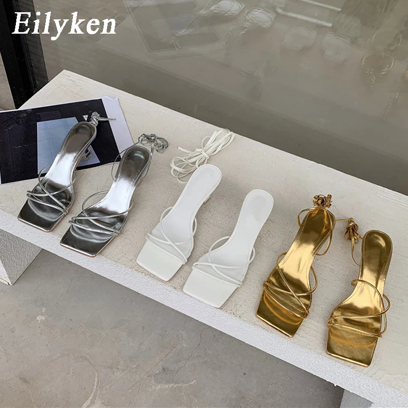 Eilyken/Модные женские босоножки золотистого и серебристого цвета Римские сандалии
