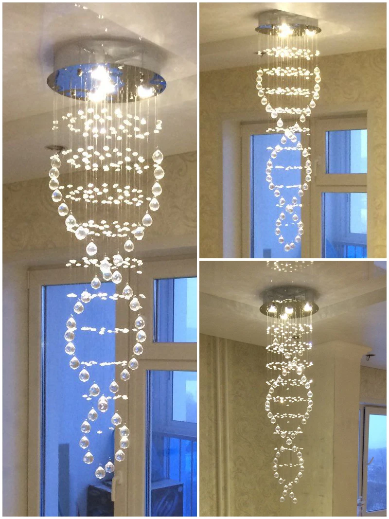 売却 スパイラルLEDクリスタルシャンデリア,クローム仕上げ,高級ガラスランプ,屋内はしご,廊下照明