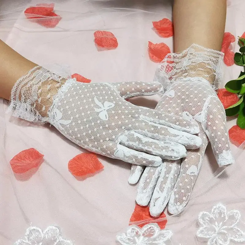 Перчатки женские осенне-летние из тюля эластичные с полными пальцами 1 пара 2021 |