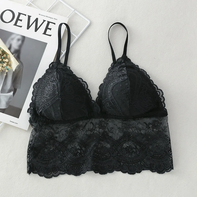 

Seamless Padded Bras Embroidered Tube Top Women Push Up Bra Lace Camis Wireless Lingerie