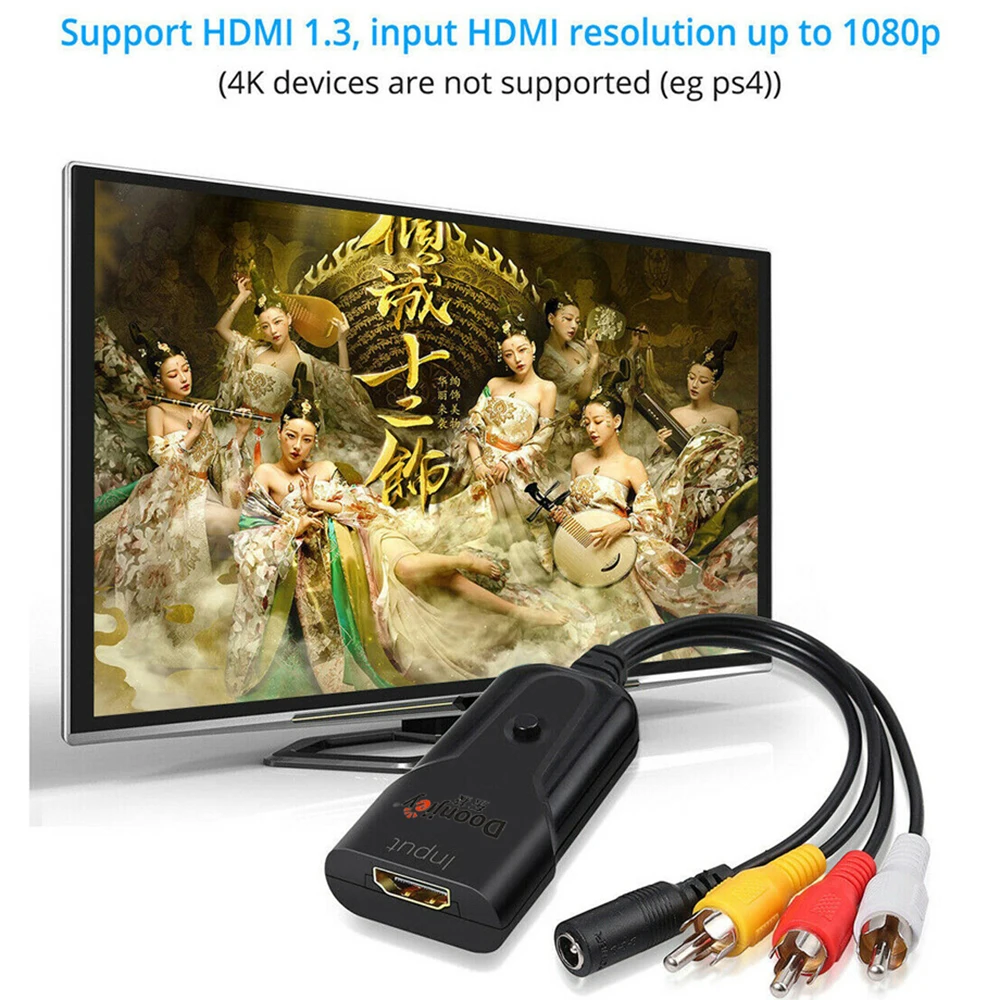 HDMI-Male AV видео адаптер 1080P конвертер коробка с Svideo кабель низкая мощность без