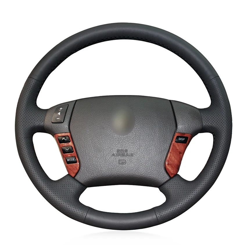 

Hand-stitched Black Genuine Leather Car Steering Wheel Cover for Toyota Crown 2006-2009