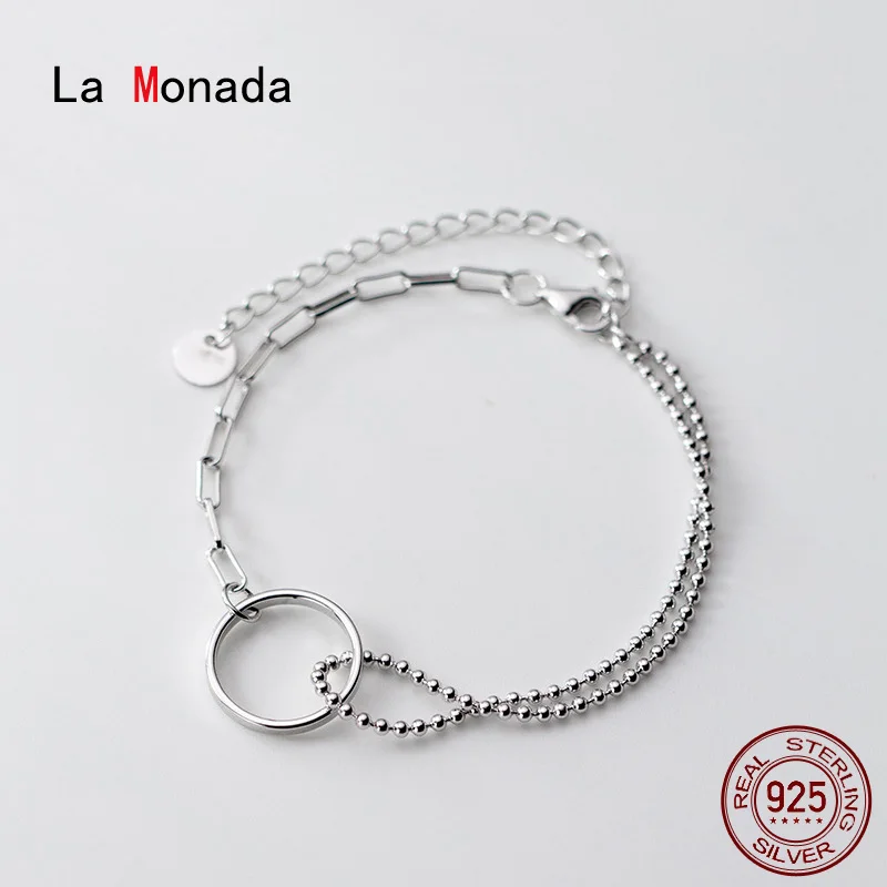 

Женский браслет La Monada, ювелирный браслет из стерлингового серебра 925 пробы с двойной цепочкой