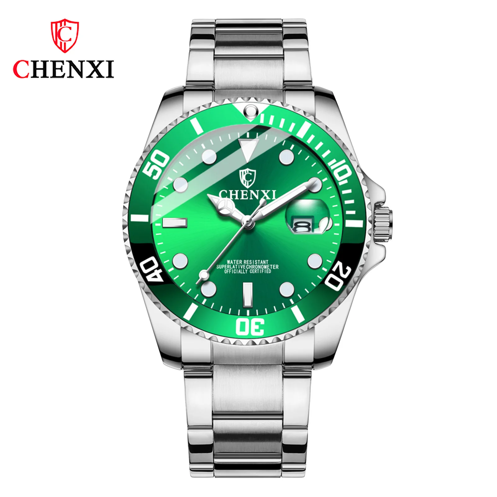 

Green Submariner Watch Women Men's Non-Mechanical Watch Chenxi Couple Watch Waterproof Fashion Luminous Men's Watch