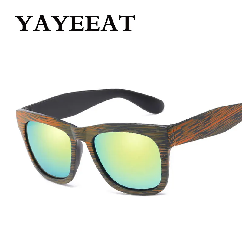 Цвет зеркальные солнечные очки с Винтаж древесины солнцезащитные Для мужчин