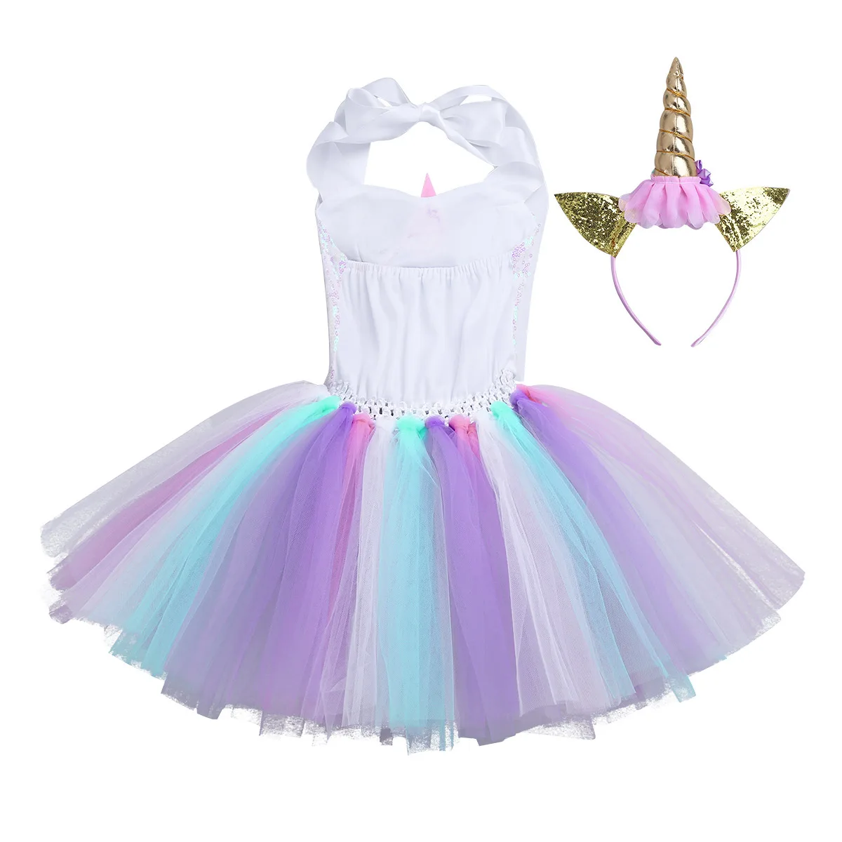 Kids Girls Cartoon Outfit 3D Flowers Shiny Sequins Mesh Tutu Dress with Hair Hoop Wings Halloween Cosplay Party Costume Set |