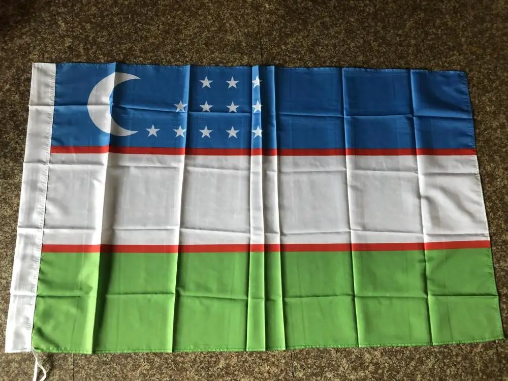 Бесплатная доставка флага Узбекистана развевающийся вручную флаг 90*150 см