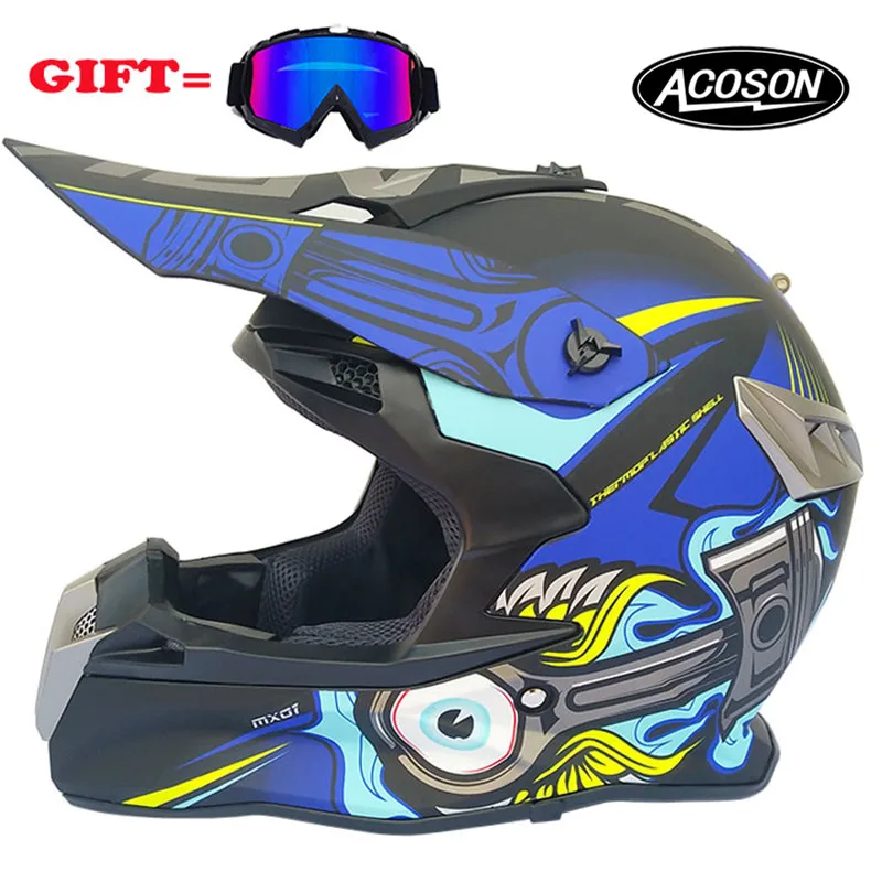 Motorcycle cross helmet for motorcycle helmet down MTB DH off road motorcycle cross racing helmet point with goggles - Цвет: 7