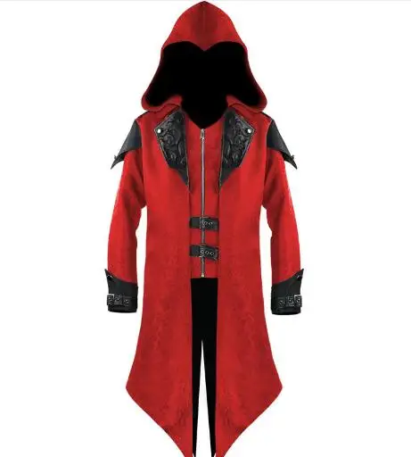 

Medieval Cosplay men Steampunk Victorian Jacket Gothic Belt Swallow-Tail Coat Cosplay Costume Vintage Halloween Long Uniform