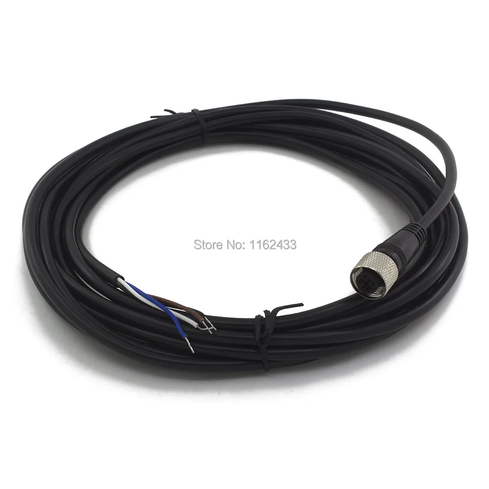 FSC12-FS-4 M12 5 м ПВХ кабель для подключения датчика 4 шпильки прямая женская головка для M12 NPN PNP NO+ NC датчик приближения Переключатель
