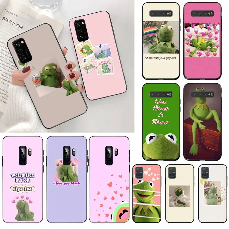 YJZFDYRM Kermit лягушка Meme черный ТПУ мягкий чехол для телефона Samsung S20 plus Ultra S6 S7 edge S8 S9 S10