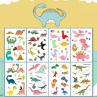 Временные татуировки-наклейки с динозаврами для детей, 28 видов, милые детские Мультяшные, искусственные, временные, одноразовые