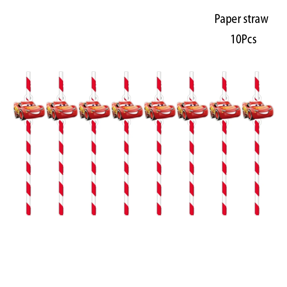 Disney Cars Lightning McQueen Theme Birthday Party Decorations Disposable Paper Straw Plate Napkin Cup Tablecloth Supplies | Дом и сад