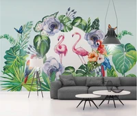 custom 3d wallpaper mural tropical rain forest plant flamingo background wall paper mural
