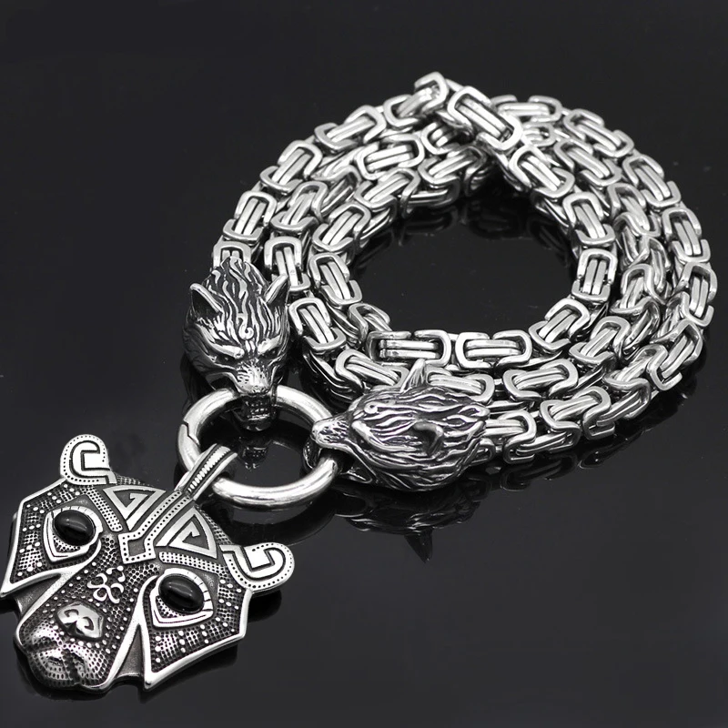 Мужское ожерелье из нержавеющей стали с подвеской в виде головы медведя|Цепочки|