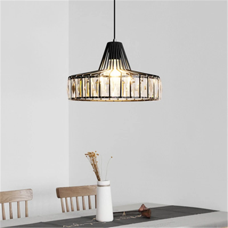 

Nordic Creative Iron Crystal Single Head Stair Chandelier Dining Room Light Bedroom Lamp Bar Light Free Shipping LED Bulbs Metal