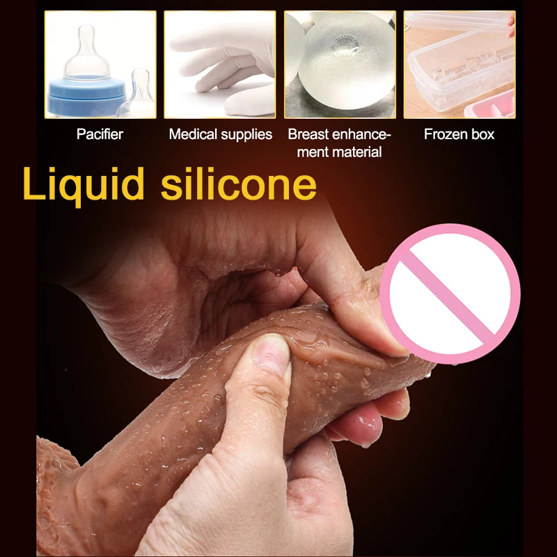 Реалистичный мягкий большой фаллоимитатор на присоске реалистичный пенис