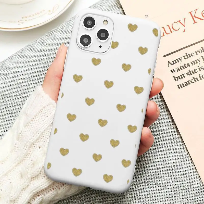 

Polka Dot Love Heart Phone Case Candy Color for iPhone 6 6S 7 8 11 12 XS X SE 2020 XR mini pro Plus MAX funda Cover Shell