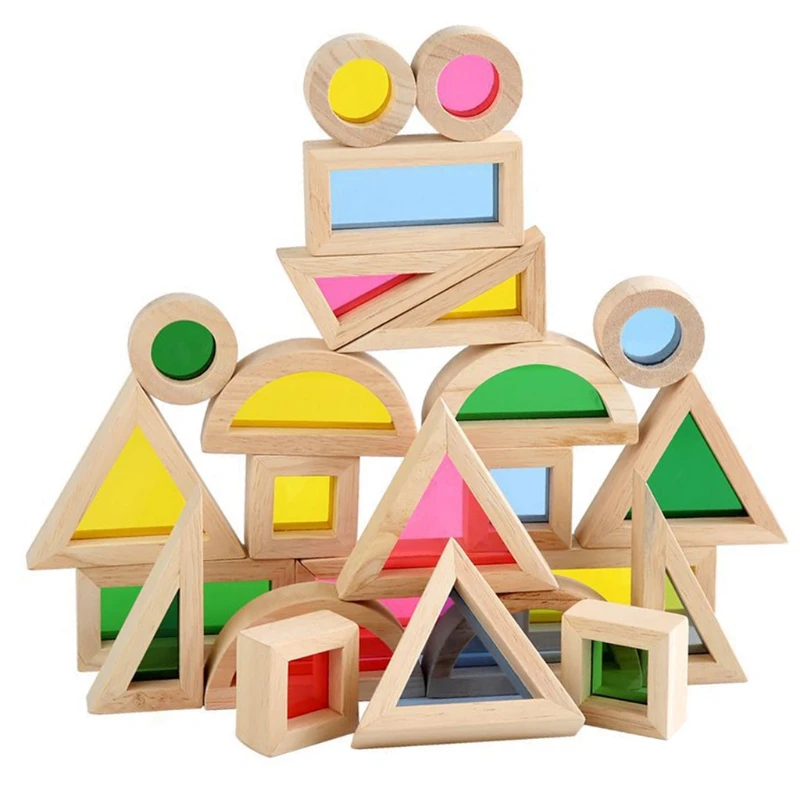 

24pcs/set Kaleidoscopic Building Blocks Colored Acrylic Board Educational Toy Q6PD