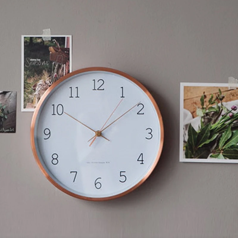 

Nordic Wall Clock Metal Wall Watches Home Decor Decoration Silent Clocks Rose Gold Living Room Decor Mind Gift Zegar Scienny
