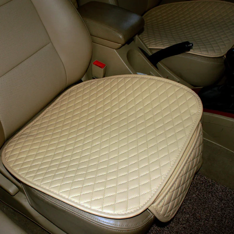 Beige front seat Абсолютно новые легкие в очистке не перемещающиеся подушки для автомобильных сидений, универсальные водонепроницаемые чехлы для сидений из искусственной кожи, подходят для большинства автомобилей - Название цвета: Beige front seat