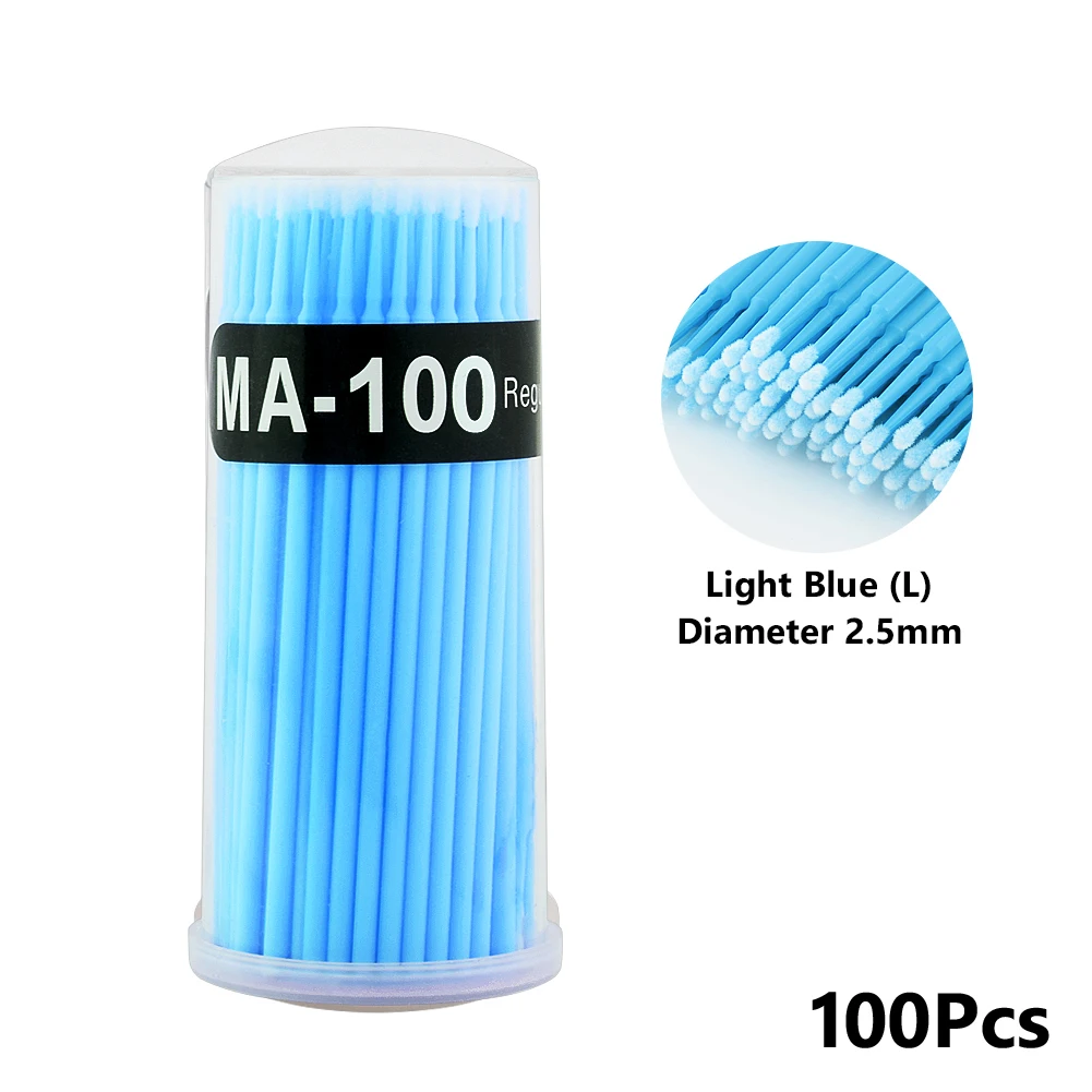 Light Blue Bottle 100 шт одноразовые красочные ватные тампоны щетка для ресниц очищающий тампон горячее естественное приспособление для снятия ресниц комплект микрочипов татуировки - Цвет: Light Blue Bottle