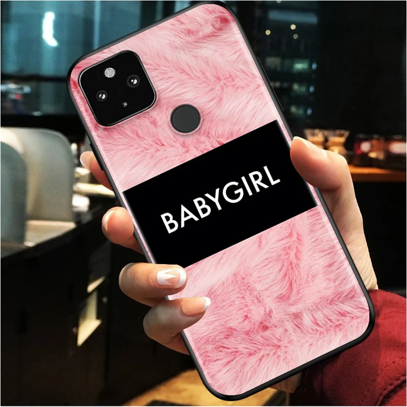 

PINK BABYGIRL Shockproof Cover for Google Pixel 5 4 4A XL 5G Black Phone Case Shell Soft Fundas Coque Capa