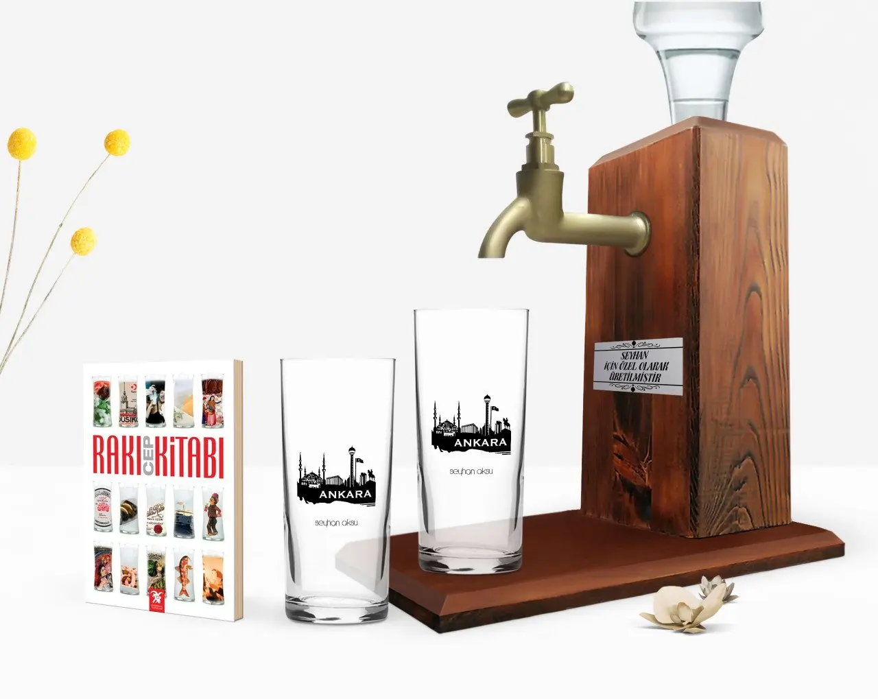 

Персонализированные красочные набивные ткани АНК дизайн туристических двойной Arrack чашка деревянная стойка для стойки и мобильный Гостева...