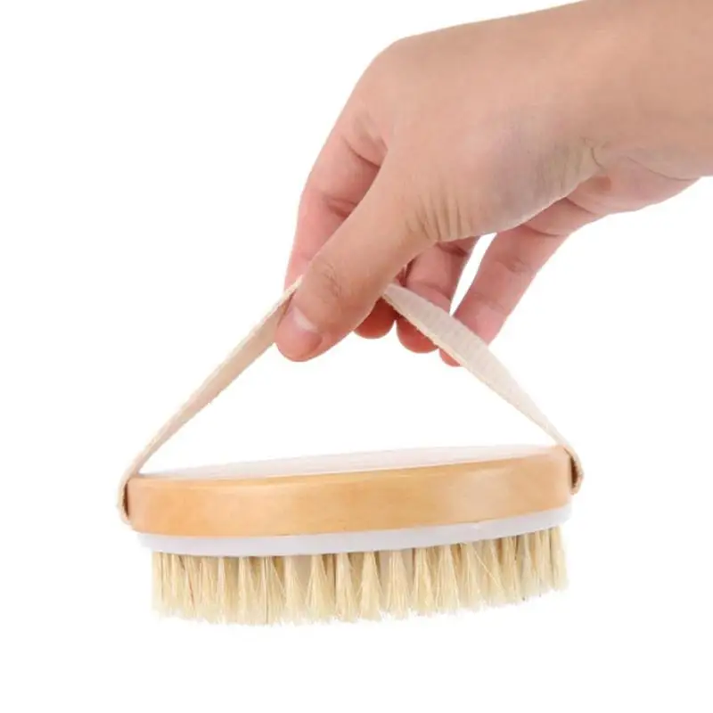 

Handleless Wooden Bristles Body Massage Wood Peeling Cleaning Brush Scrubber Horsehair Bath Shower Wipe J4M8