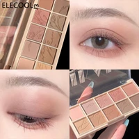 elecool 10 colors eyeshadow palette pearly matte eye shadow shiny sequins shadows pigments long lasting korean makeup cosmetics