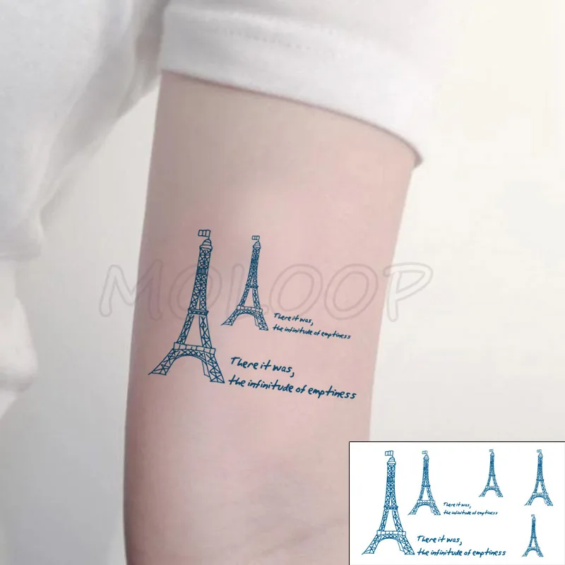 

Waterproof Temporary Tattoo Stickers Eiffel Tower Tattoo Small Size Tatto Flash Sticker Tatoo Fake Tattoos for Man Girl Women