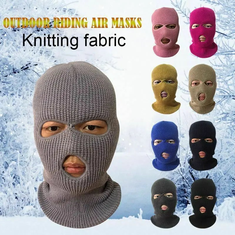 

Unisex Beanies 3 Hole Full Face Mask Winter Cap Balaclava Hood Army Tactical Knit Warm Masks winter solid warm Skullies