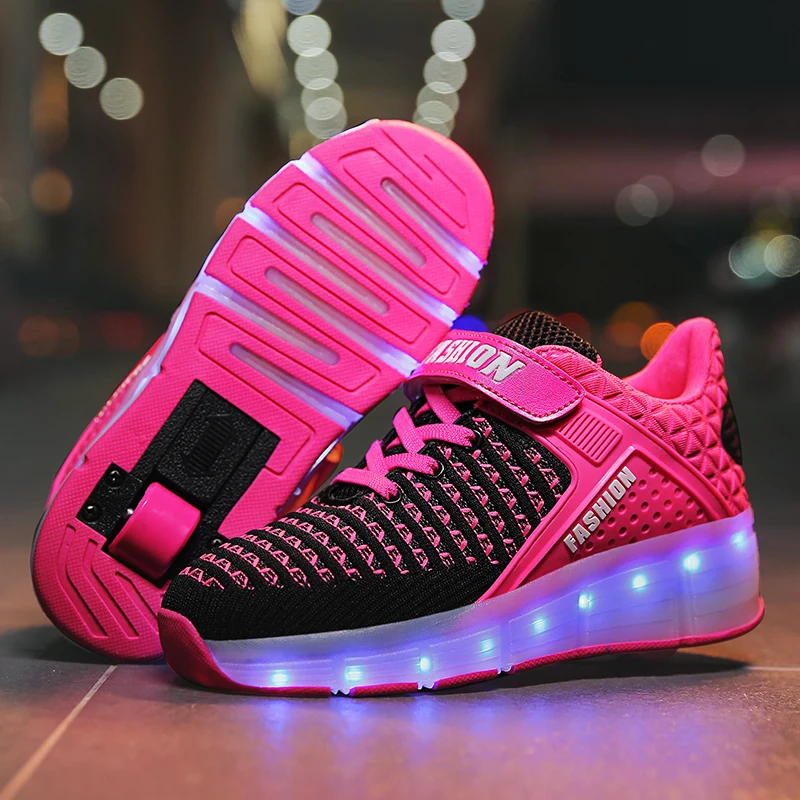 Красный, розовый, синий, USB зарядка, модный светодиодный светильник для девочек и мальчиков, обувь для катания на роликах, детские кроссовки ... от AliExpress WW