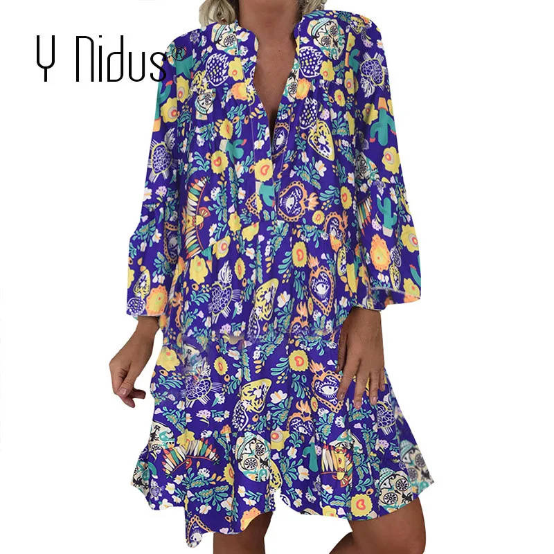 Женское платье в стиле бохо с кактусами красное плявечерние ное цветочным