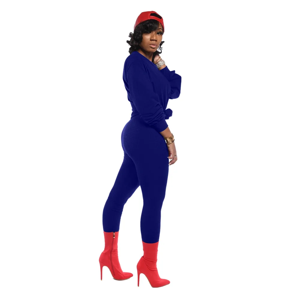 

Women Slim Fit Sporty Two Piece Sweatsuit Autumn Clothes O Neck Long Sleeve Pullover and Stretchy Pencil Legging Streetwear Sets