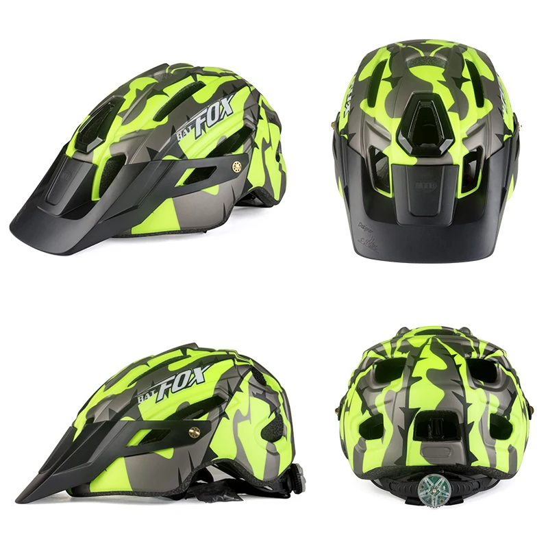 BATFOX Зеленый Велоспорт шлем с задней светильник велосипедный MTB велосипедные