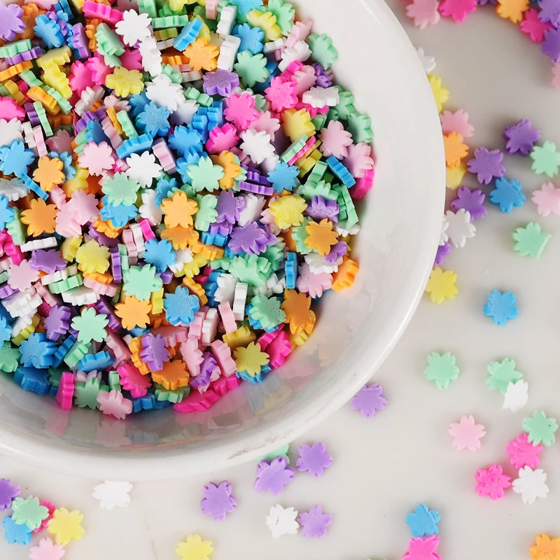 

20g/Lots 5mm Mix Sakura Polymer Hot Soft Clay Sprinkles Colorful For Crafts Plastic Tiny Cute Mud Particles Blue White Snow