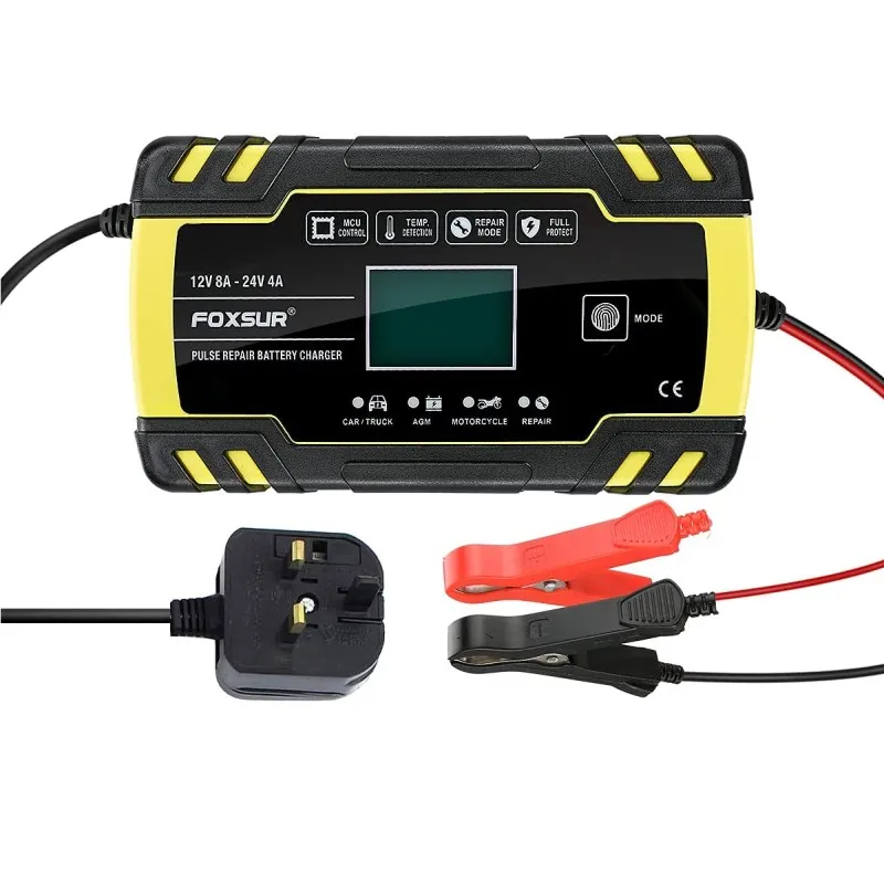 

Car Battery Charger 12V 24V Battery Charger & Maintainer Delivers Fully Automatic Battery Charger with LCD Screen Microprocessor