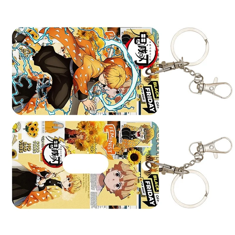 

Anime Demon Slayer: Kimetsu no Yaiba Card Holder Bus Bank Credit Cards Protective Case Student Keyring Double Sides Cover