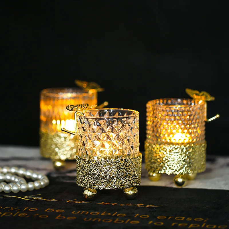 

Transparent Glass Candle Holders Party Luxury Art Geometric Candle Holders Coffee Table Room Porta Velas Home Decor EH60CH