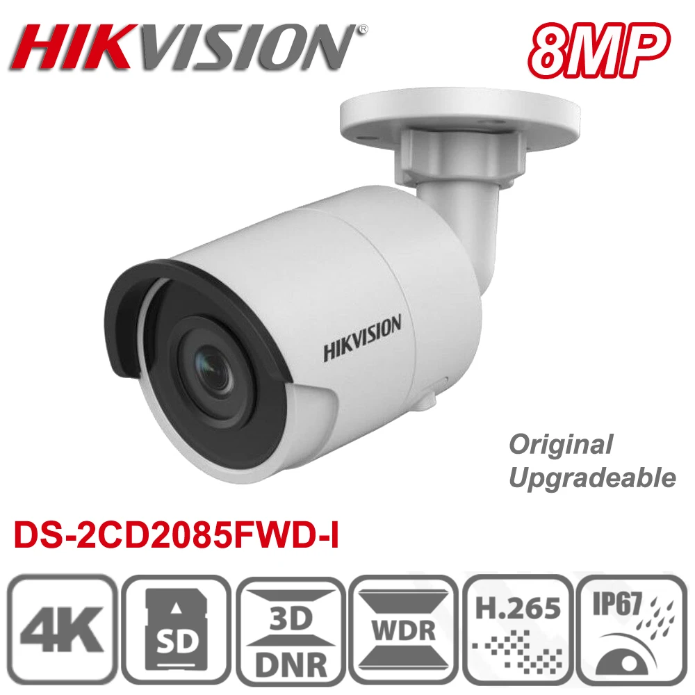 Сетевая цилиндрическая IP-камера Hikvision DS-2CD2085FWD-I 8 Мп 4K Ultra HD POE H.265 3D DNR CCTV оригинал |