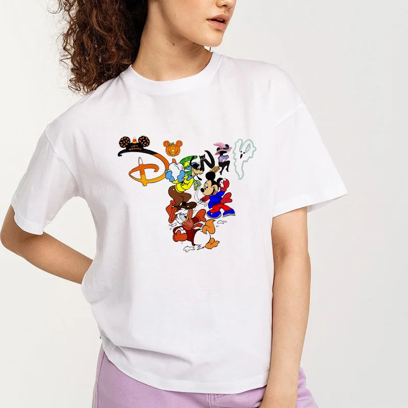 

New Disney Women T Shirt Y2K Mickey and His Friends Print Short Sleeve T-Shirts Female Fashion Cartoon Graphic Tee Tops for Lady