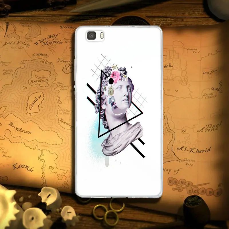 Soft TPU Silicon Phone Cases Cover for Huawei P8 P9 P10 P20 P30 Mate 10 Lite 2017 Pro Honor 7 7A 7X 9 Shell Statue Vaporwave | Мобильные