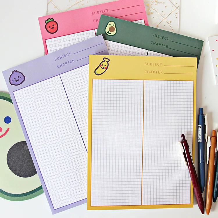 Блокнот SIXONE в клетку с авокадо клубникой 30 листов| |