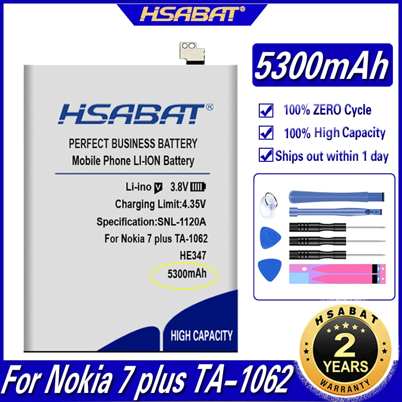 Аккумулятор HSABAT HE347 5300 мАч для Nokia 7 plus TA-1062 TA-1046 TA-1055 N7P N P | Мобильные телефоны и